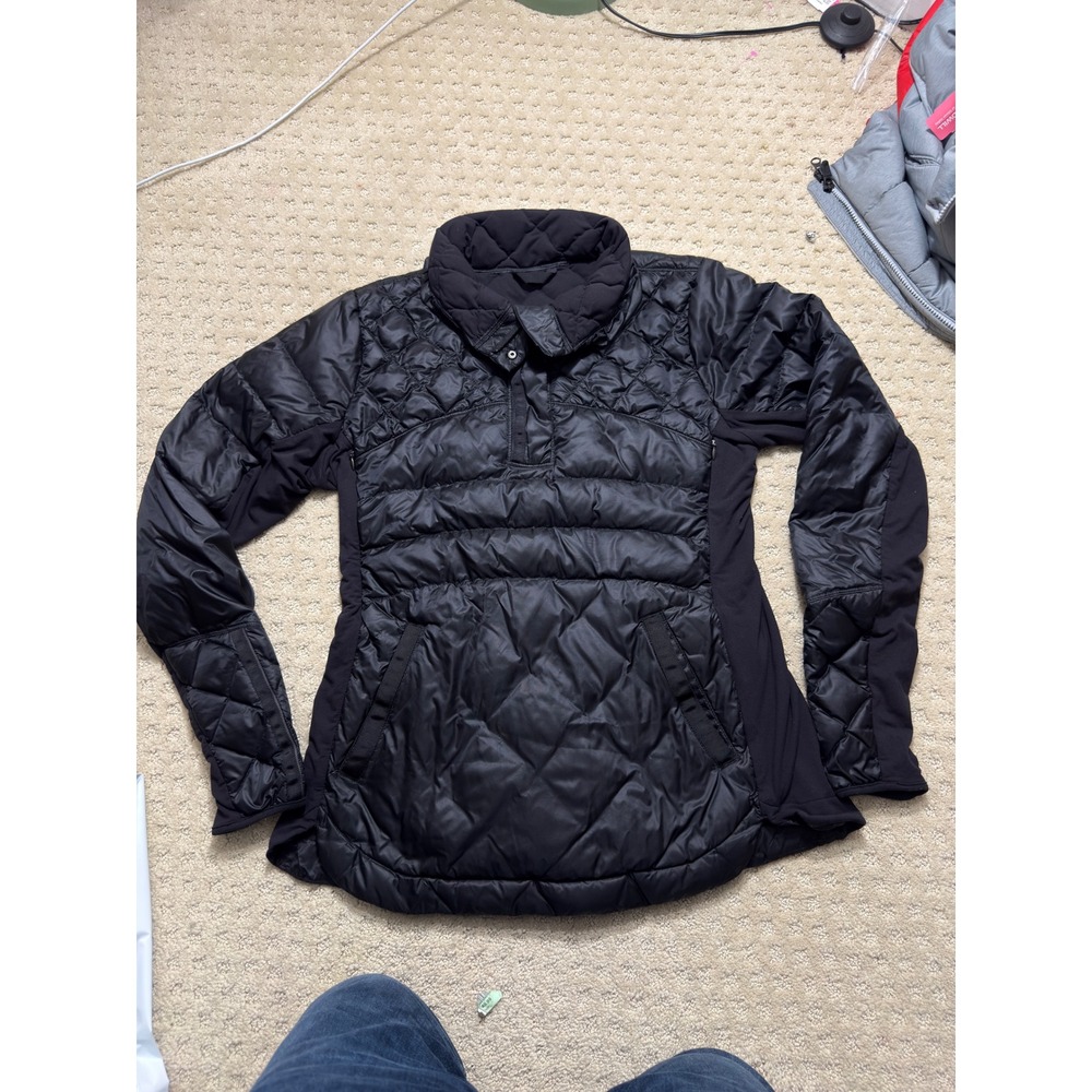 Lululemon What The Puff Pullover Jacket Black Size 12 Nanopuff Quilted Hybrid